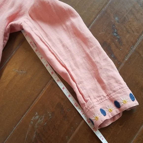 Johnny Was Tiwa Linen Embroidered Open Front Jacket Coat Small Medium - Picture 6 of 8